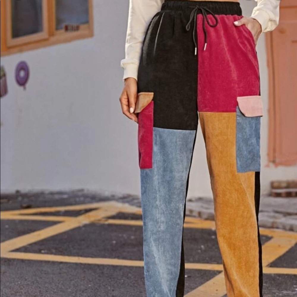 shein multicolor trackpants